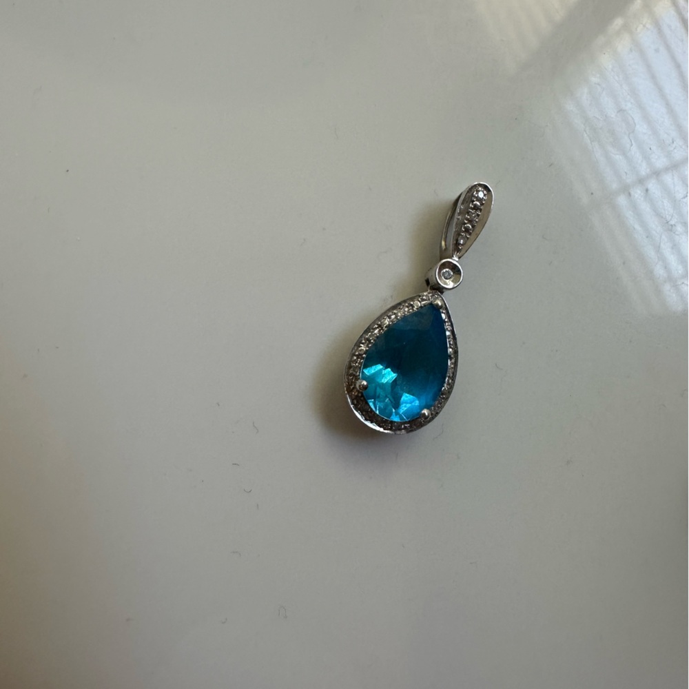 Diamond and gemstone teardrop necklace pendant